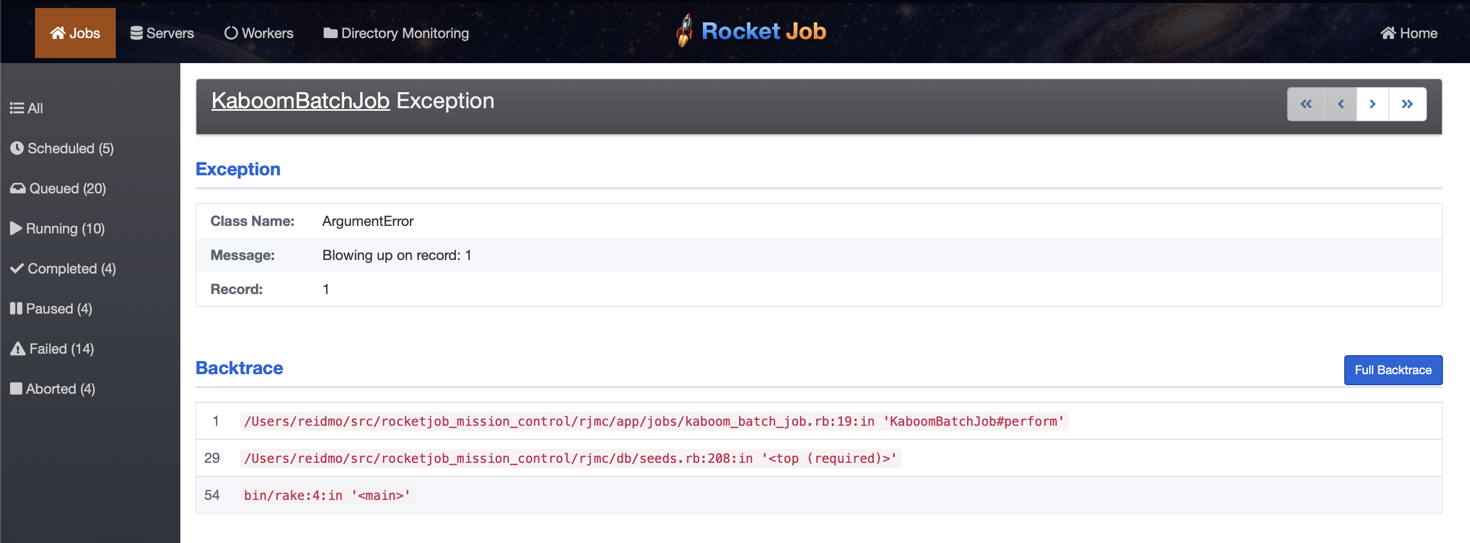 Exception detail