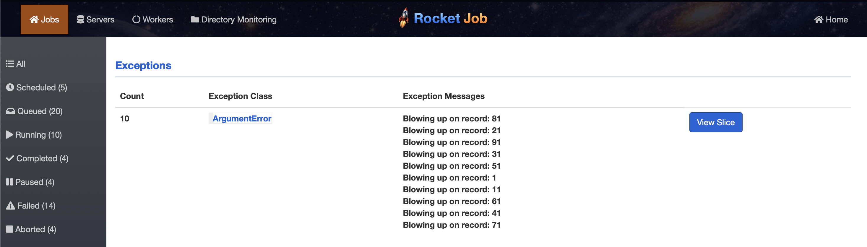 Exceptions summary